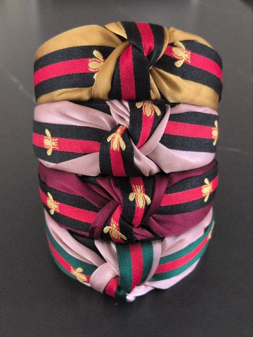 Striped Knot Headband - Pink & Mustard